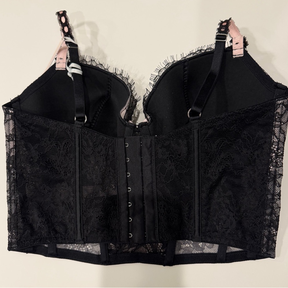 NWT Victoria's Secret Black Pink Lace
Bustier Corset Bra Size S-DD - Picture 2 of 6